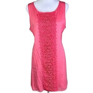J. Crew Pink Sleeveless Embroidered Shift Dress Size S